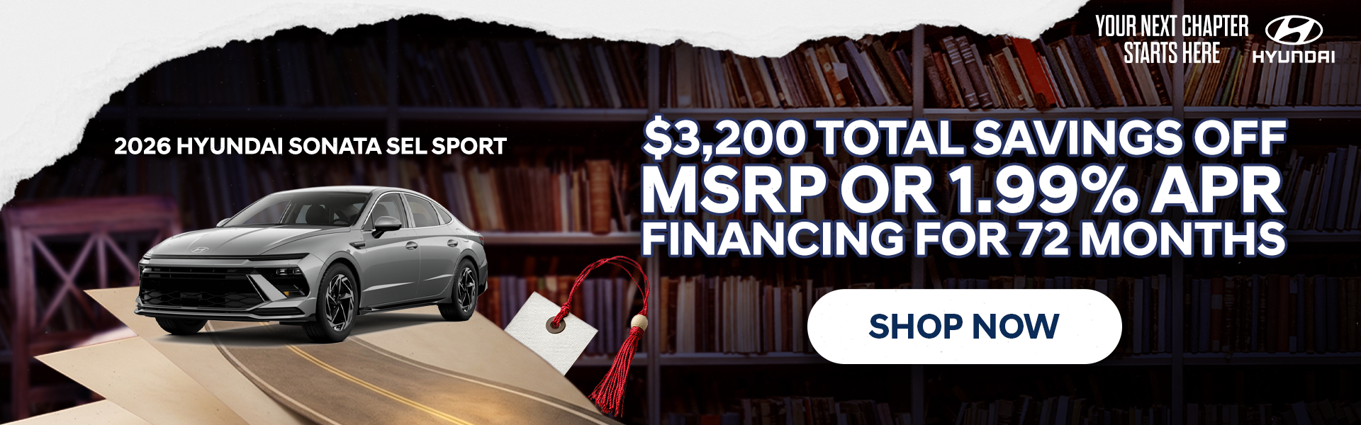 1.99% APR/72 Mo OR $3,200 off MSRP | 2026 Hyundai Sonata